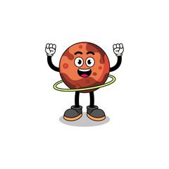 Character Illustration of mars planet playing hula hoop
