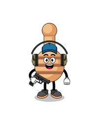 Character mascot of honey dipper doing shooting range