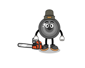 Fototapeta premium camera lens illustration cartoon as a lumberjack
