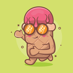 funny ice cream use cone character mascot running isolated cartoon in flat style design