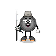 Mascot Illustration of camera lens fisherman