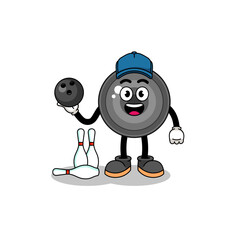 Mascot of camera lens as a bowling player