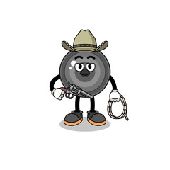 Character mascot of camera lens as a cowboy