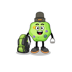 Illustration of amoeba mascot as a hiker