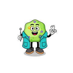 Illustration of amoeba mascot as a dentist