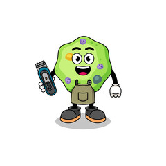 Obraz premium Cartoon Illustration of amoeba as a barber man