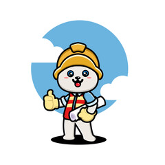Obraz na płótnie Canvas Cute polar construction worker cartoon