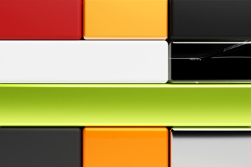  3D illustration volumetric  colorful  cubes. Parallelogram pattern. Technology geometry neon background