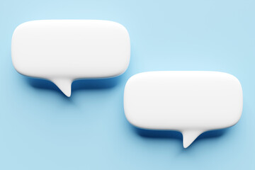 Speech Bubble   on  blue Isolated background. Quote box frame, post text quotes