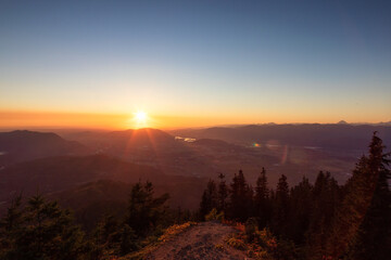 Fraser Valley, River and Canadian Mountain Landscape during sunset. Taken from Elk Mountain, Chilliwack, East of Vancouver, BC, Canada. Nature Background