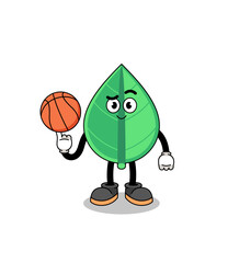 leaf illustration as a basketball player