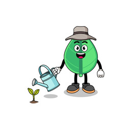 Illustration of leaf cartoon watering the plant