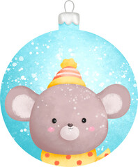 Christmas ball. Christmas tree decoration with animal character