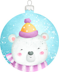 Christmas ball. Christmas tree decoration with animal character