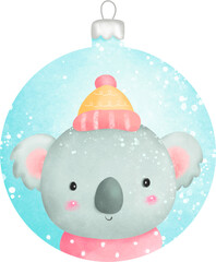 Christmas ball. Christmas tree decoration with animal character