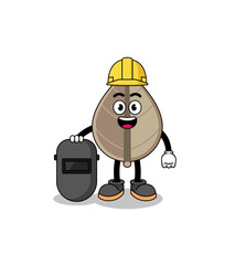 Mascot of dried leaf as a welder