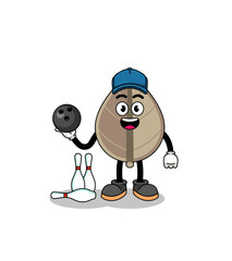 Mascot of dried leaf as a bowling player
