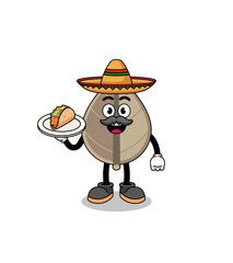Character cartoon of dried leaf as a mexican chef