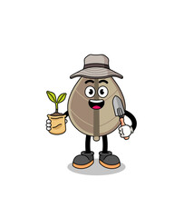 Illustration of dried leaf cartoon holding a plant seed