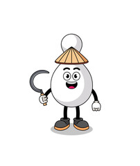 Illustration of bowling pin as an asian farmer