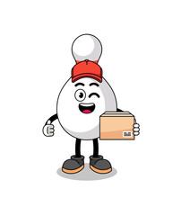 bowling pin mascot cartoon as an courier