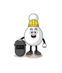 Mascot of bowling pin as a welder