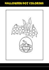 Halloween dot coloring page for kids. Line art coloring page design for kids.