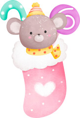 Cute mouse in winter socks