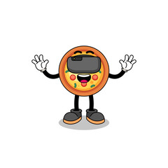 Illustration of pizza with a vr headset