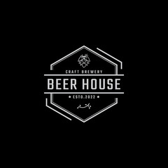 Vintage Retro Badge Emblem Beer Brewery with hop Logo for Beer House, Bar, Pub, Brewing company, Tavern, Wine Whiskey Market Symbol