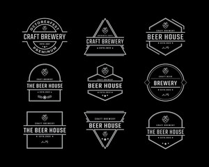 Vintage Retro Badge Emblem Beer Brewery with hop Logo for Beer House, Bar, Pub, Brewing company, Tavern, Wine Whiskey Market Symbol