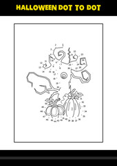 Halloween dot to dot coloring page for kids. Line art coloring page design for kids.