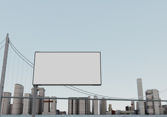 3D mockup blank billboard in downtown rendering