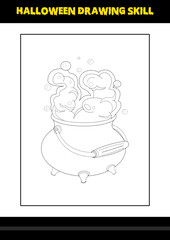Halloween drawing skill for kids. Halloween drawing skill coloring page for kids.