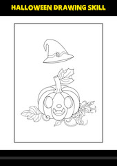 Halloween drawing skill for kids. Halloween drawing skill coloring page for kids.