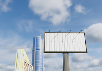 3D mockup blank flip billboard in downtown rendering