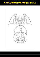 Halloween drawing skill for kids. Halloween drawing skill coloring page for kids.