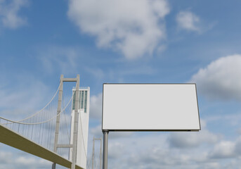 3D mockup blank billboard in downtown rendering