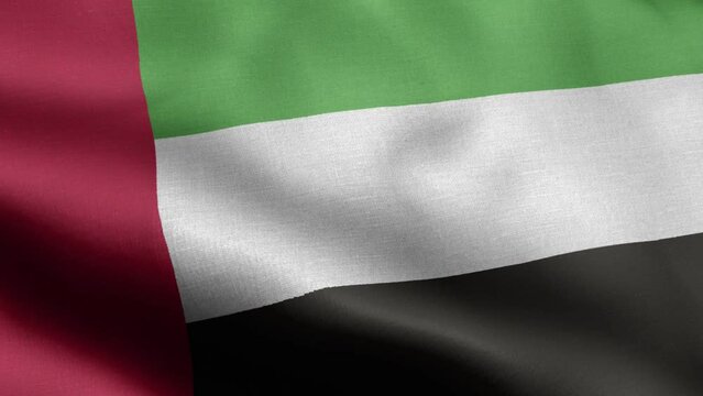 Flag Of United Arab Emirates - United Arab Emirates Flag High Detail - National flag United Arab Emirates wave Pattern loopable Elements - Fabric texture and endless loop - Highly Detailed Flag