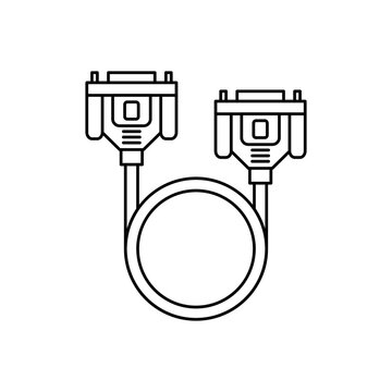 d-sub cable icon in line style icon, isolated on white background