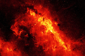 Bright red space nebula. Elements of this image furnished by NASA