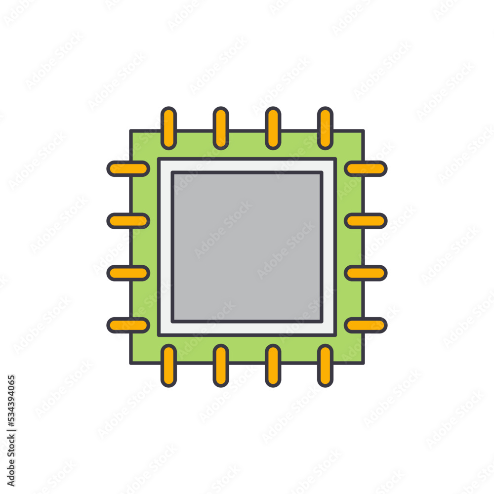 Aufkleber microprocessor, processor icon in color, isolated on white background