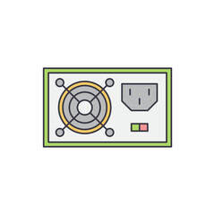 Power supply icon in color, isolated on white background 