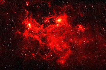 Bright red space nebula. Elements of this image furnished by NASA
