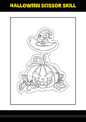 Halloween scissor skill for kids. Halloween scissor skill coloring page for kids.
