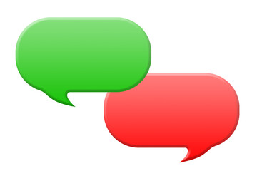 Green and blue speak bubble isolated