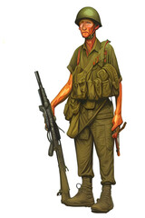 Cocnept art of soldiers from the 20th century. No specific country.