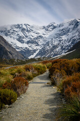 Early Spring walk through the Hooker Valley in Mount Cook National Park, New Zealand