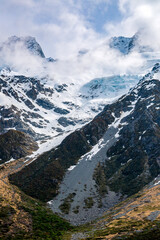 Early Spring walk through the Hooker Valley in Mount Cook National Park, New Zealand