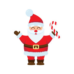 Fototapeta na wymiar Cute Santa Claus with a striped cane